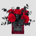 Composition with Red Roses in a Bordeaux Box