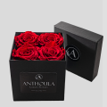 Love Box Black with 4 Red Roses